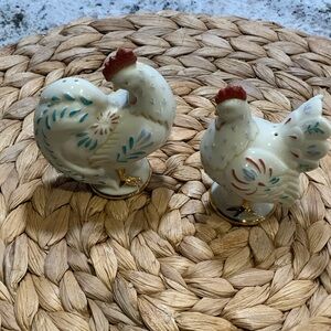 Decorative Rooster and Hen Figurines